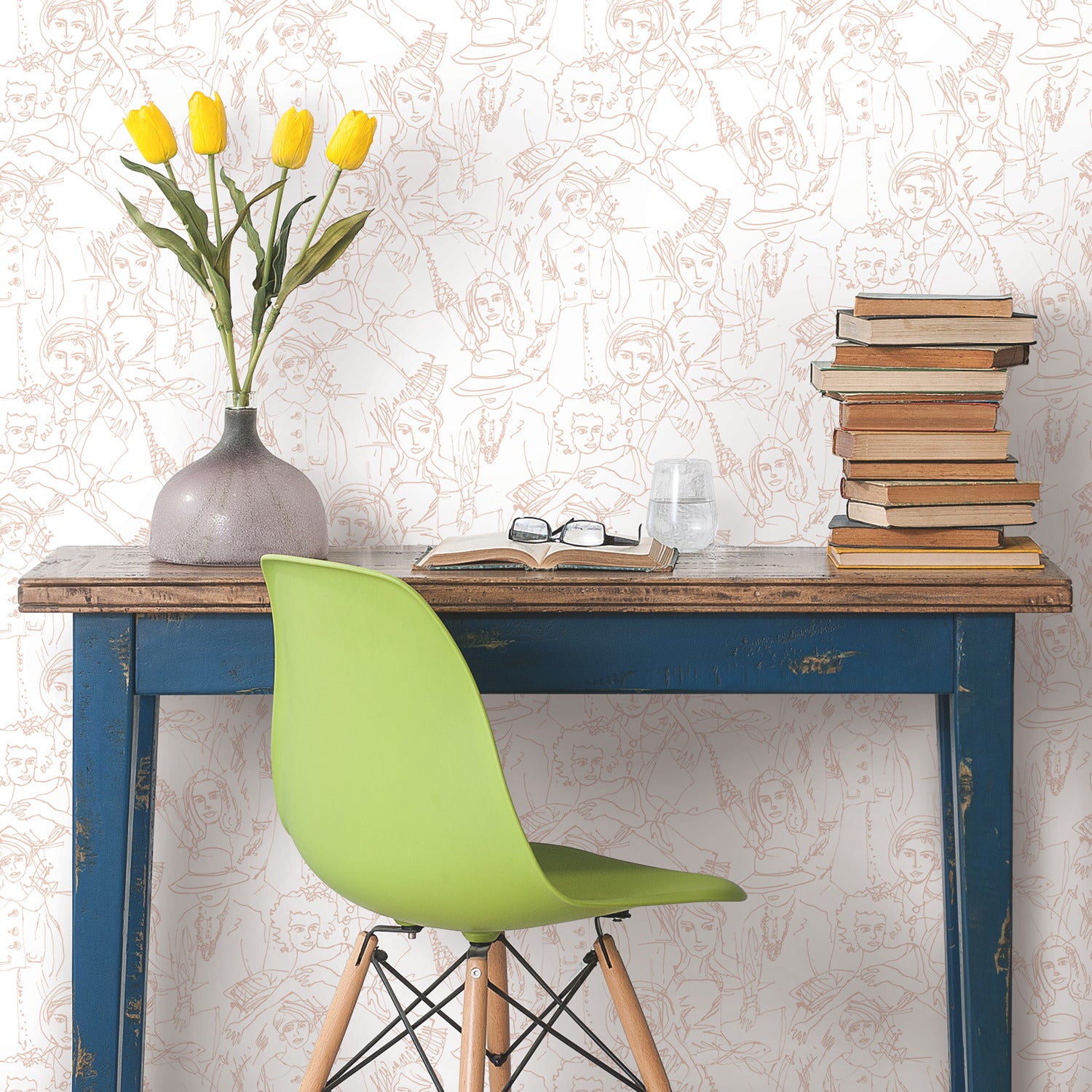 Vogue Sketches P&S Wallpaper in a room setting