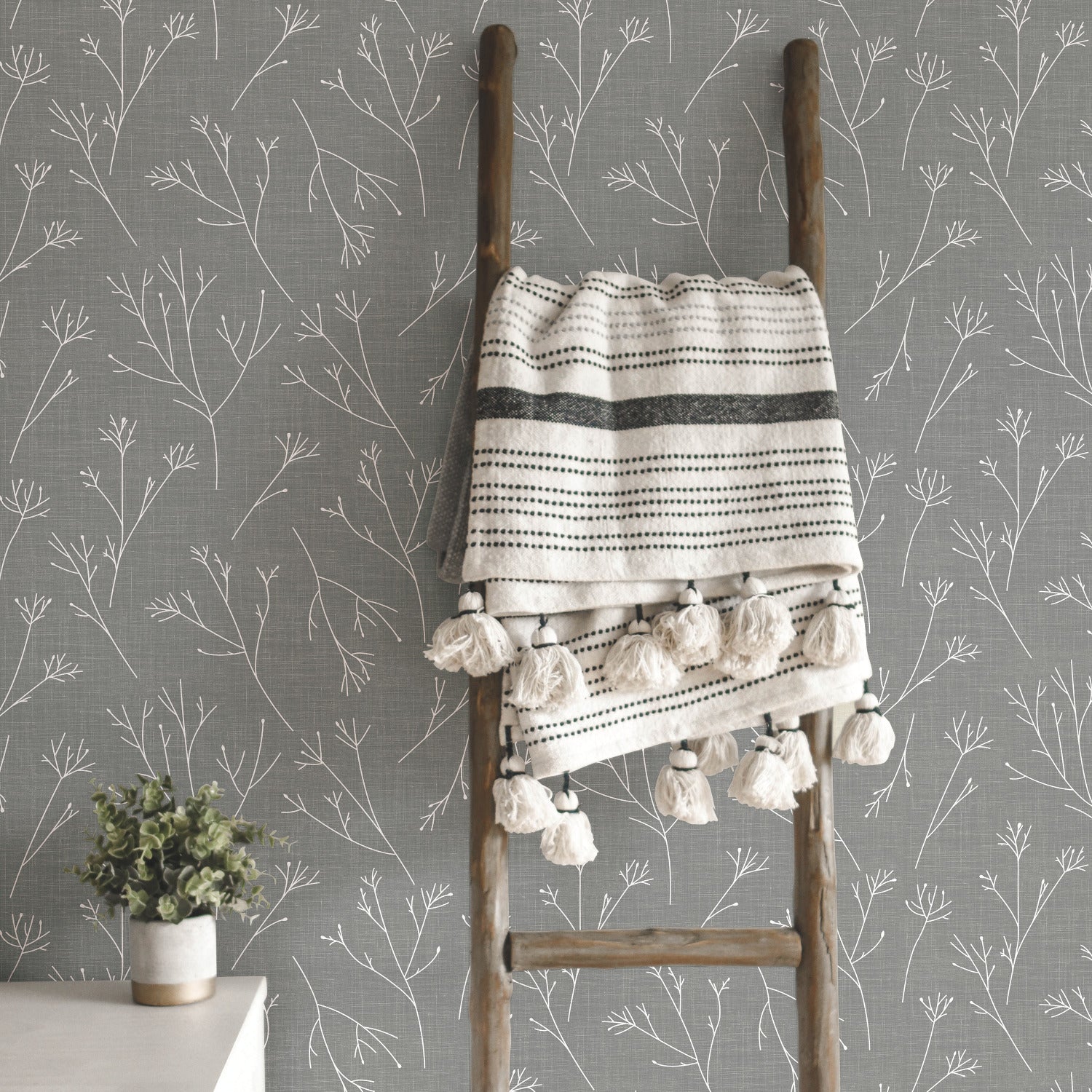 Twigs Peel and Stick Wallpaper in a room setting