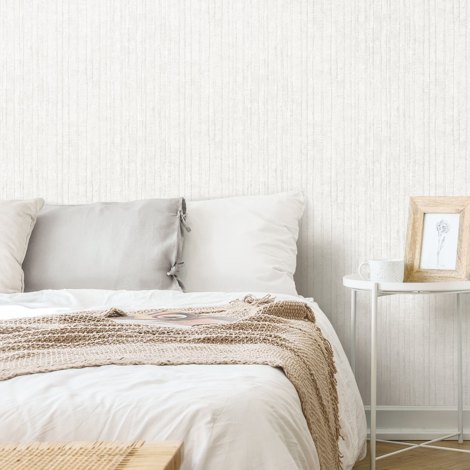 Crackled Stria Faux Texture Peel and Stick Wallpaper in a room setting