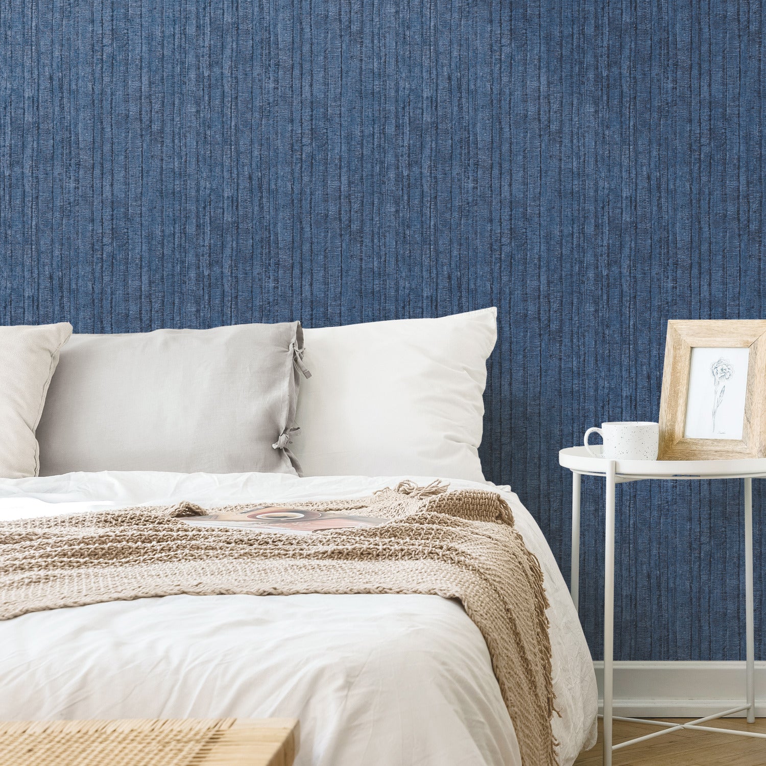 Crackled Stria Faux Texture Peel and Stick Wallpaper in a room setting