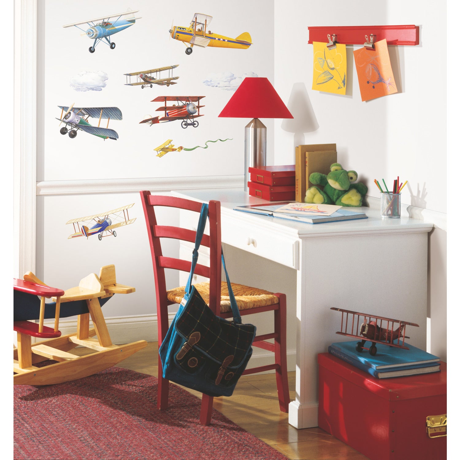Vintage Planes Wall Decals in a room setting