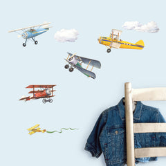 Vintage Planes Wall Decals in a room setting