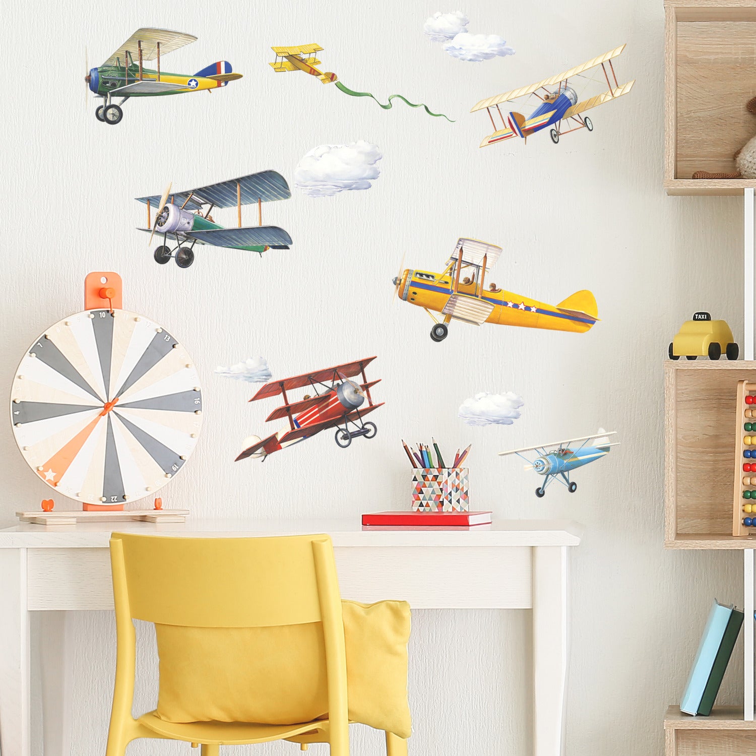 Vintage Planes Wall Decals in a room setting