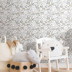 Jungle Menagerie P&S Wallpaper in a room setting