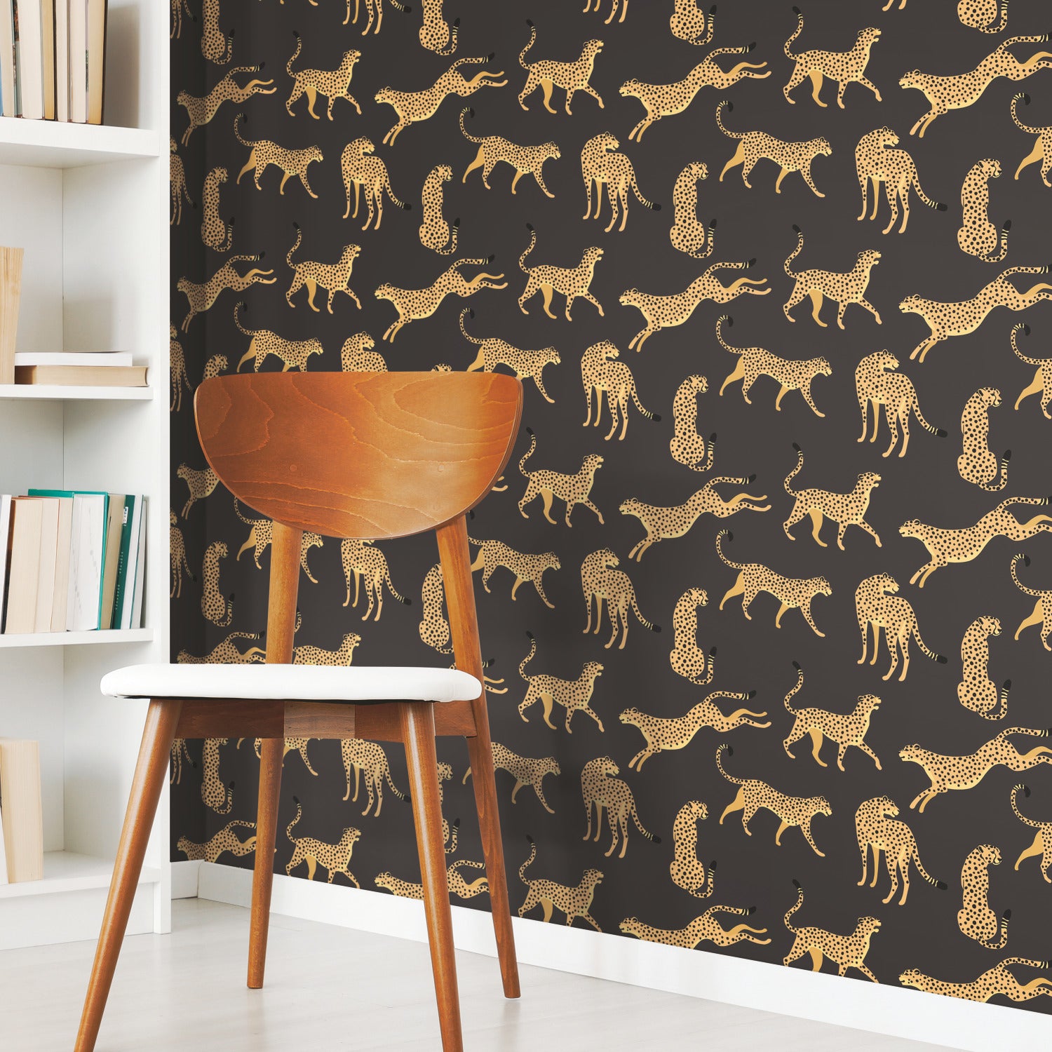 Cheetah Cheetah Peel and Stick Wallpaper in a room setting