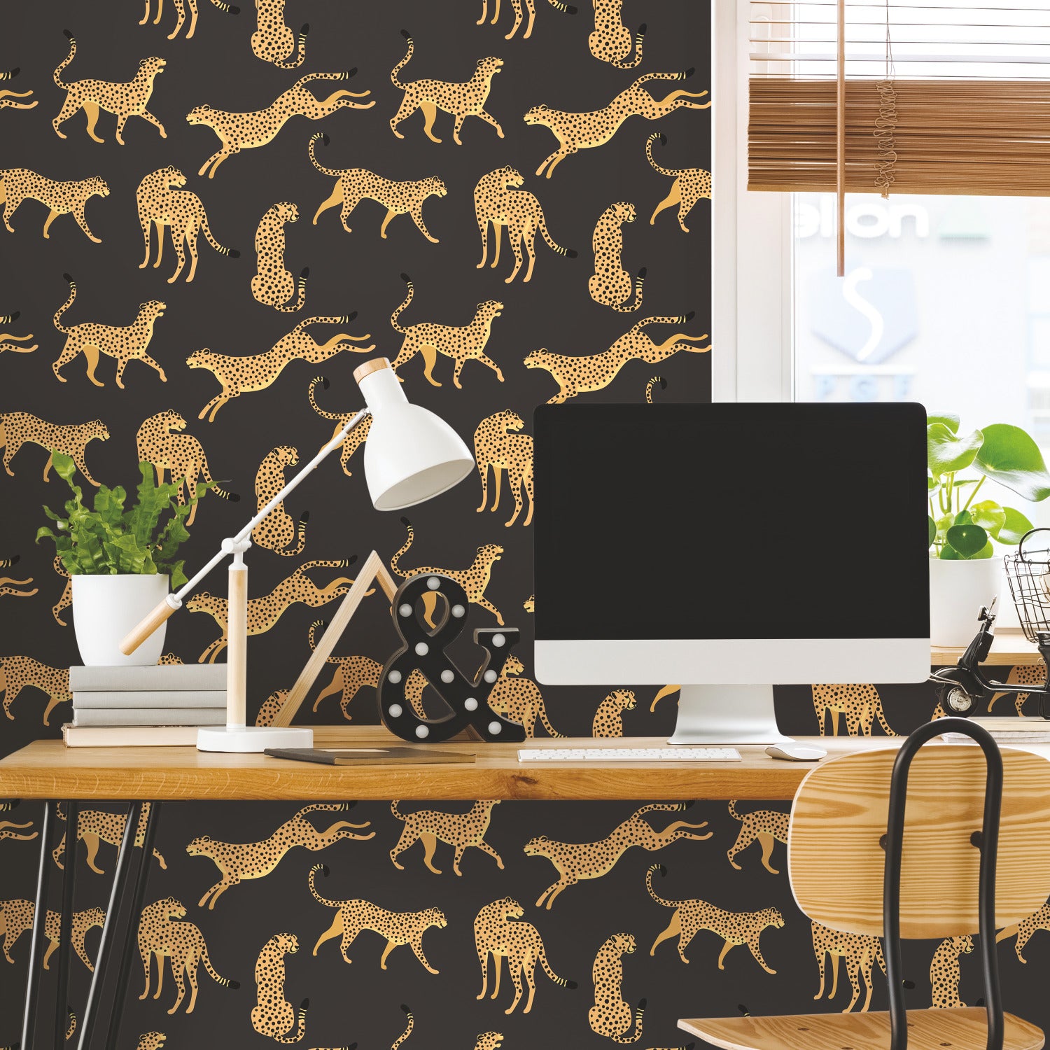 Cheetah Cheetah Peel and Stick Wallpaper in a room setting