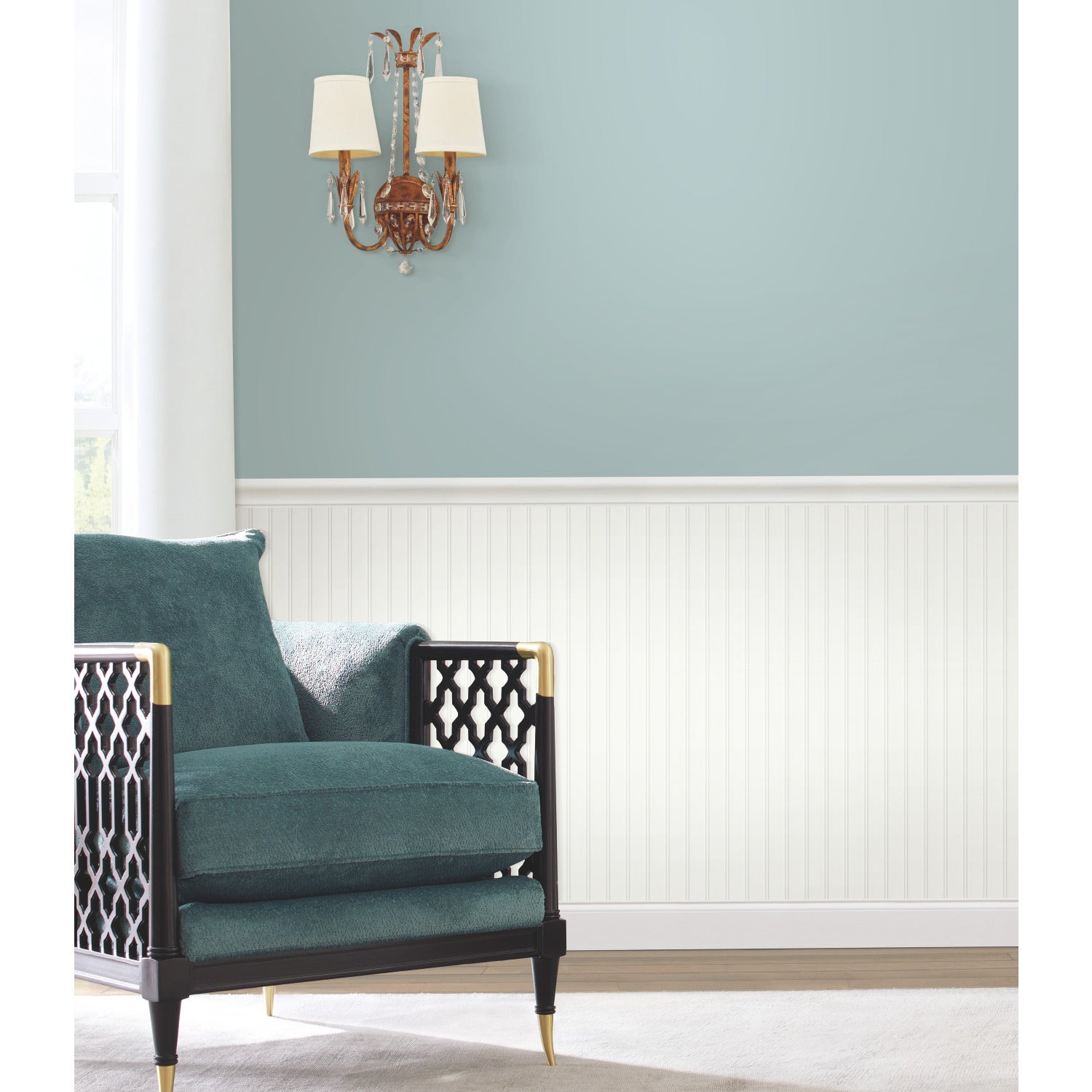 Beadboard Peel and Stick Wallpaper in a room setting