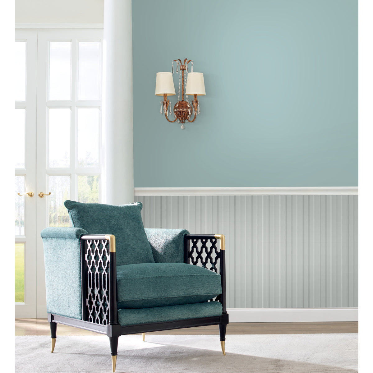Beadboard Peel and Stick Wallpaper in a room setting