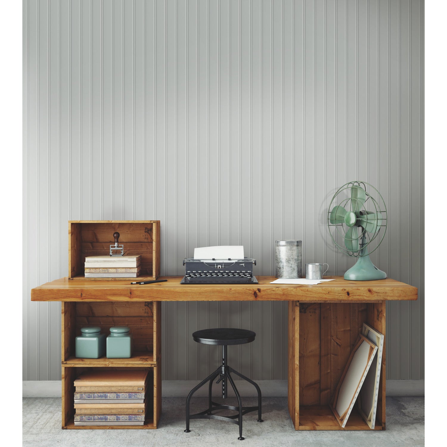 Beadboard Peel and Stick Wallpaper in a room setting