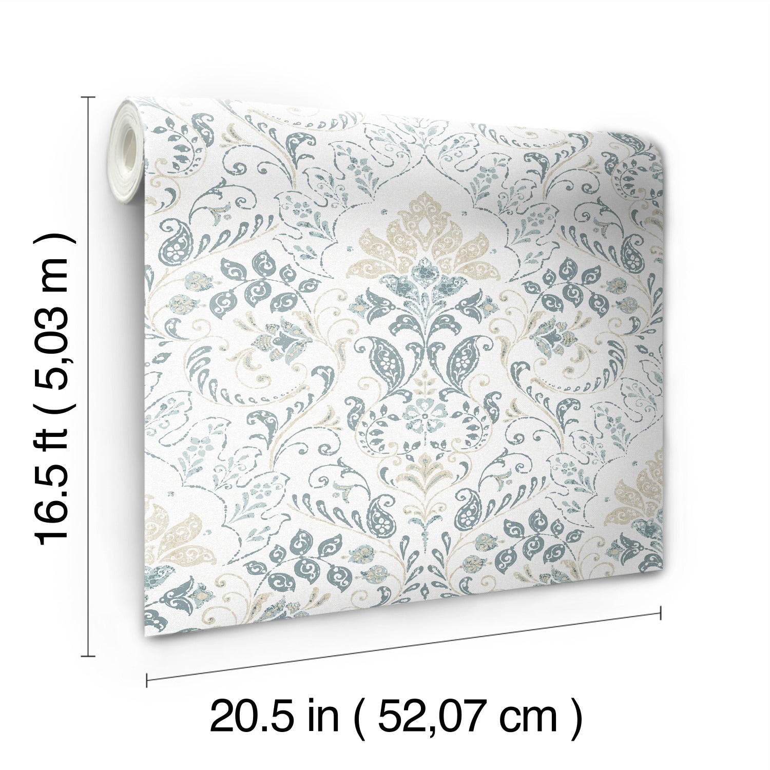 Persian Damask Peel and Stick Wallpaper - dimensions