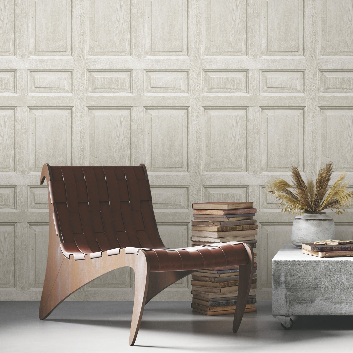 Beveled Wood Paneling Peel & Stick Wallpaper in a room setting