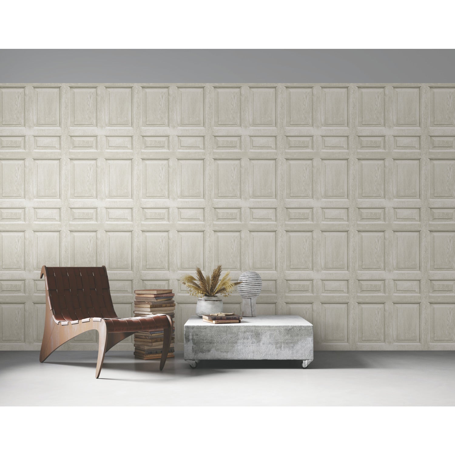 Beveled Wood Paneling Peel & Stick Wallpaper in a room setting