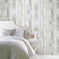 Weathered Planks P&S Wallpaper in a room setting