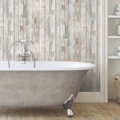 Weathered Planks P&S Wallpaper in a room setting