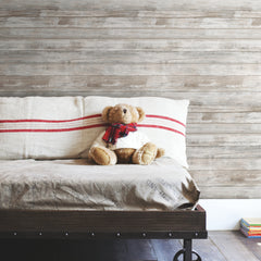 Weathered Planks P&S Wallpaper in a room setting