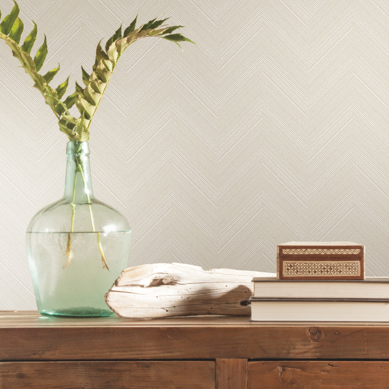 Herringbone Weave Peel and Stick Wallpaper in a room setting