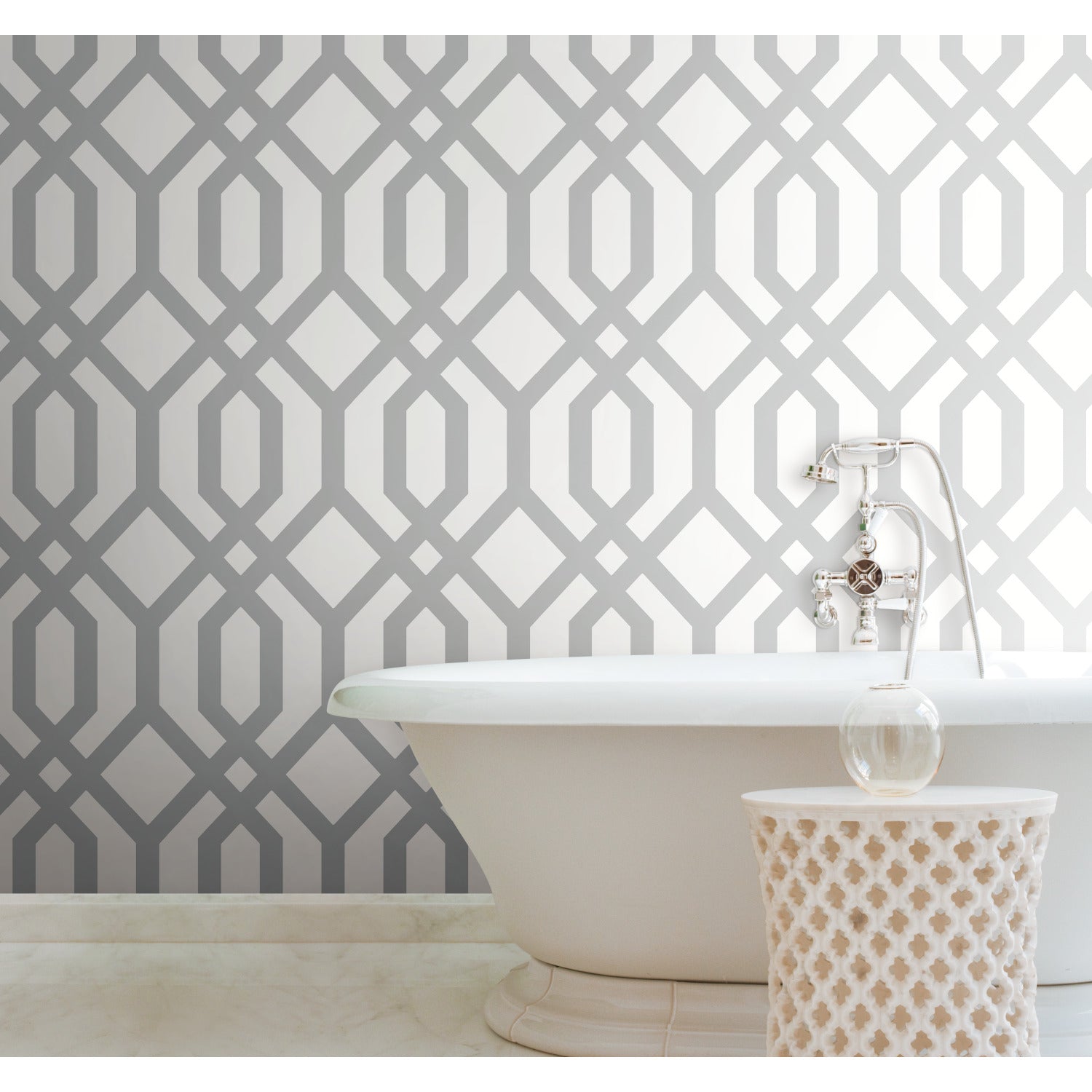 Gazebo Lattice P&S Wallpaper in a room setting