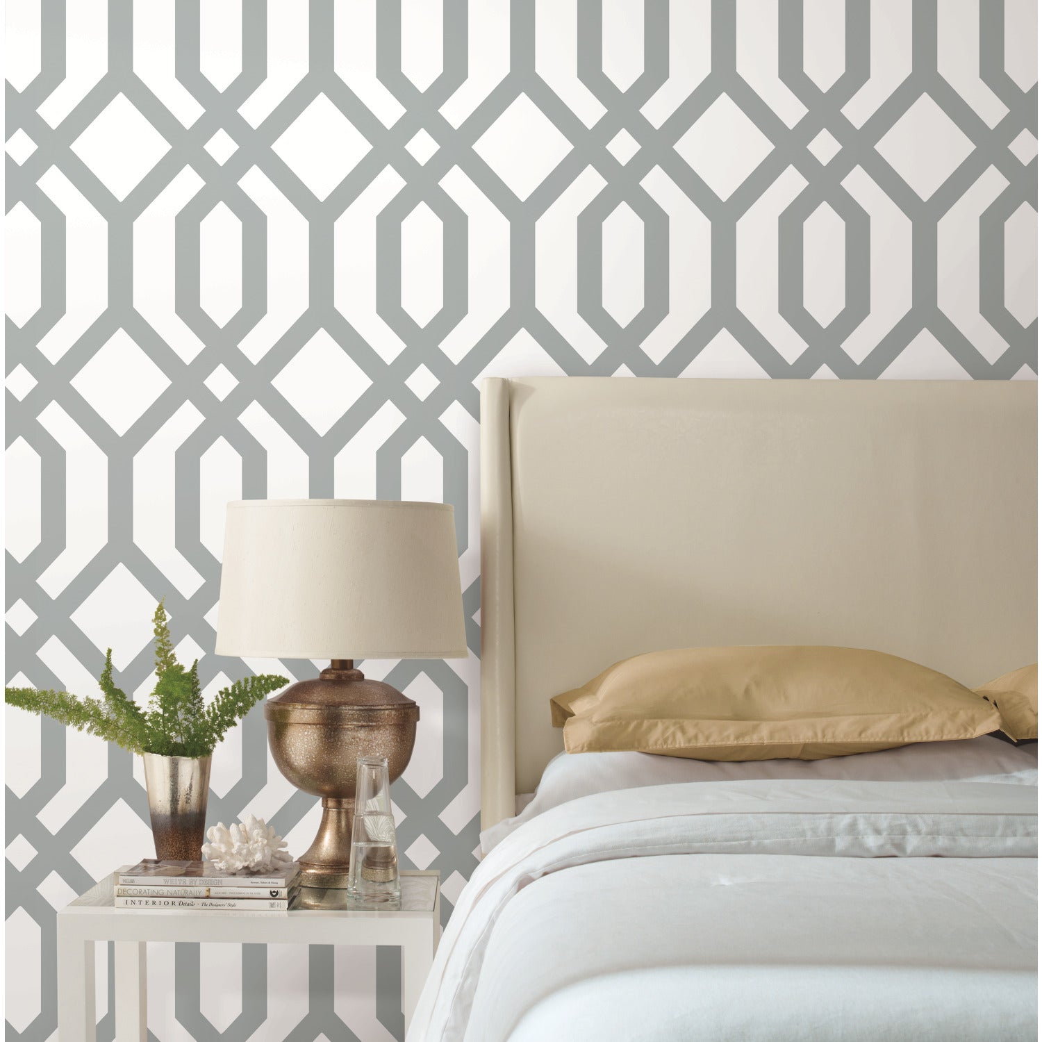 Gazebo Lattice P&S Wallpaper in a room setting