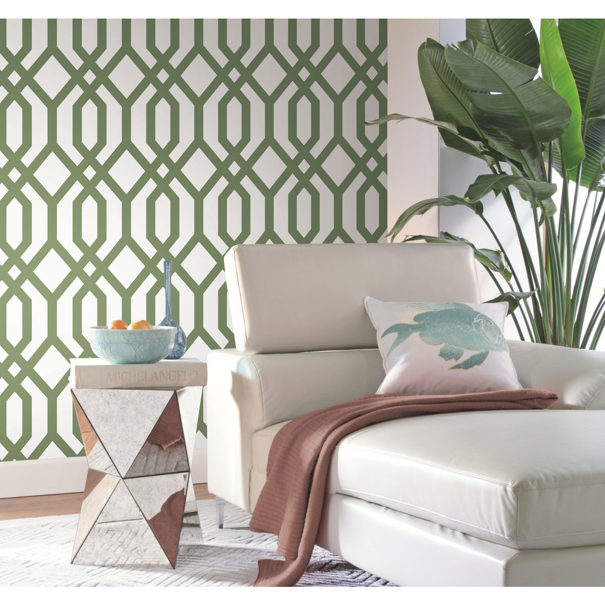 Gazebo Lattice Peel and Stick Wallpaper in a room setting