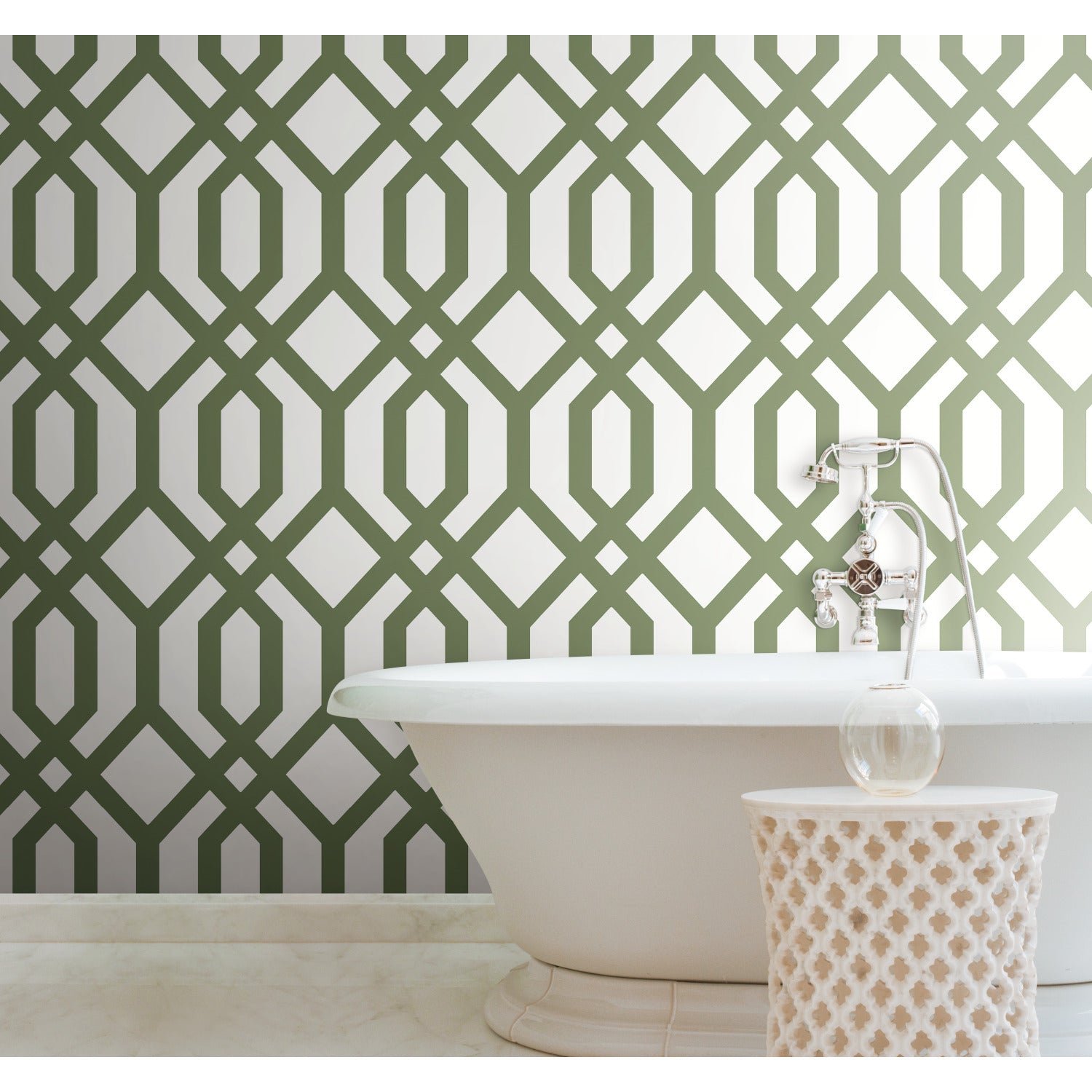 Gazebo Lattice Peel and Stick Wallpaper in a room setting
