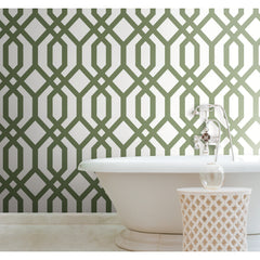 Gazebo Lattice Peel and Stick Wallpaper in a room setting