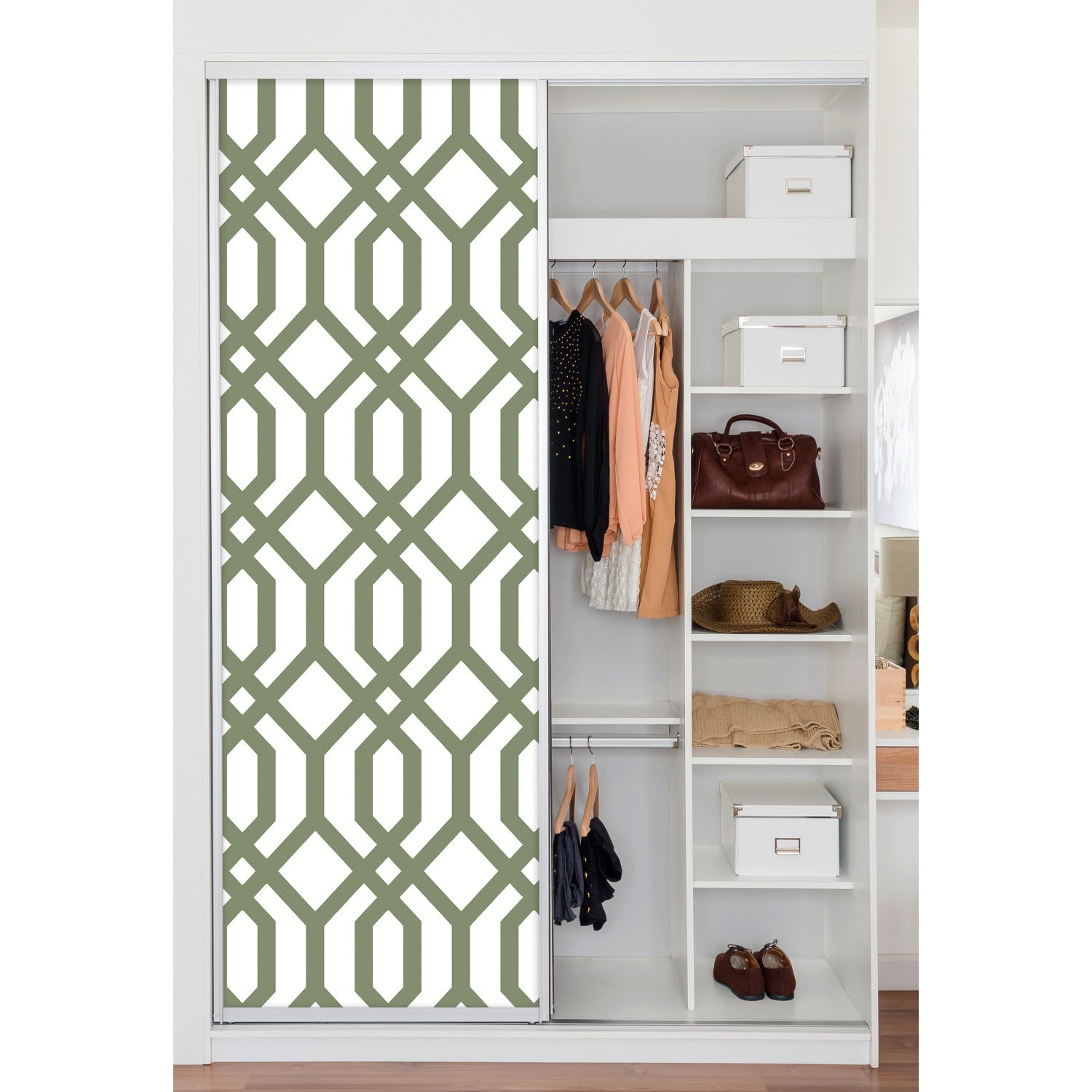 Gazebo Lattice Peel and Stick Wallpaper in a room setting