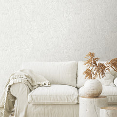 Tropical Leaves Sketch Peel and Stick Wallpaper in a room setting