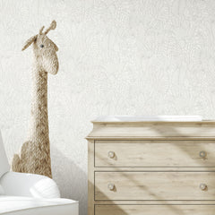 Tropical Leaves Sketch Peel and Stick Wallpaper in a room setting