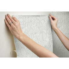 Tropical Leaves Sketch Peel and Stick Wallpaper - how to stick