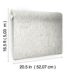 Tropical Leaves Sketch Peel and Stick Wallpaper - dimensions