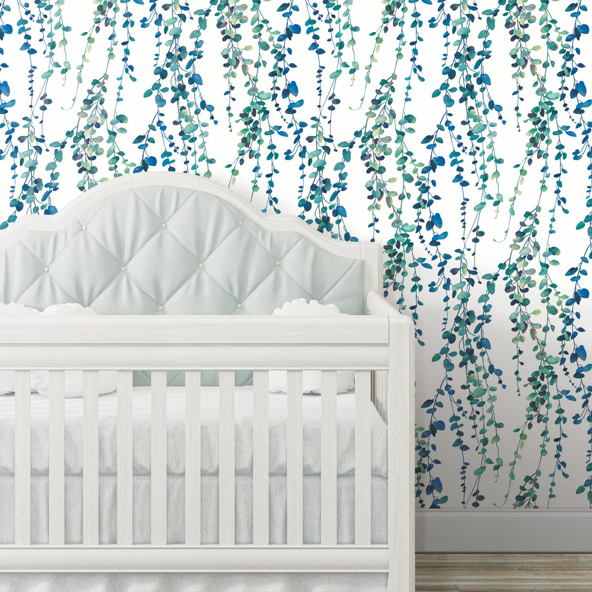 Hanging Watercolor Vines P&S Wallpaper in a room setting