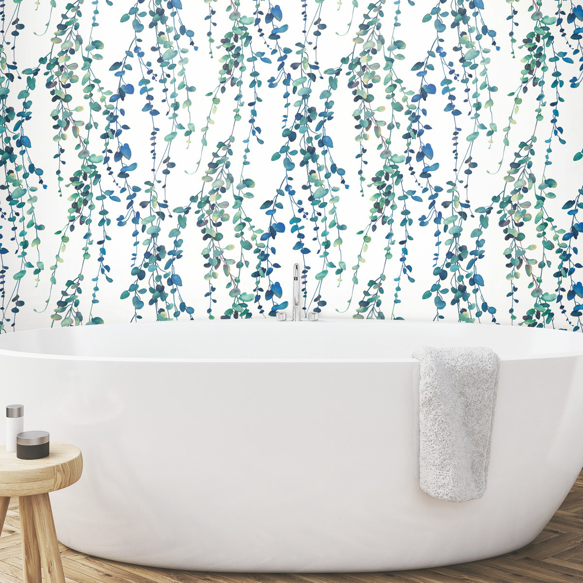 Hanging Watercolor Vines P&S Wallpaper in a room setting