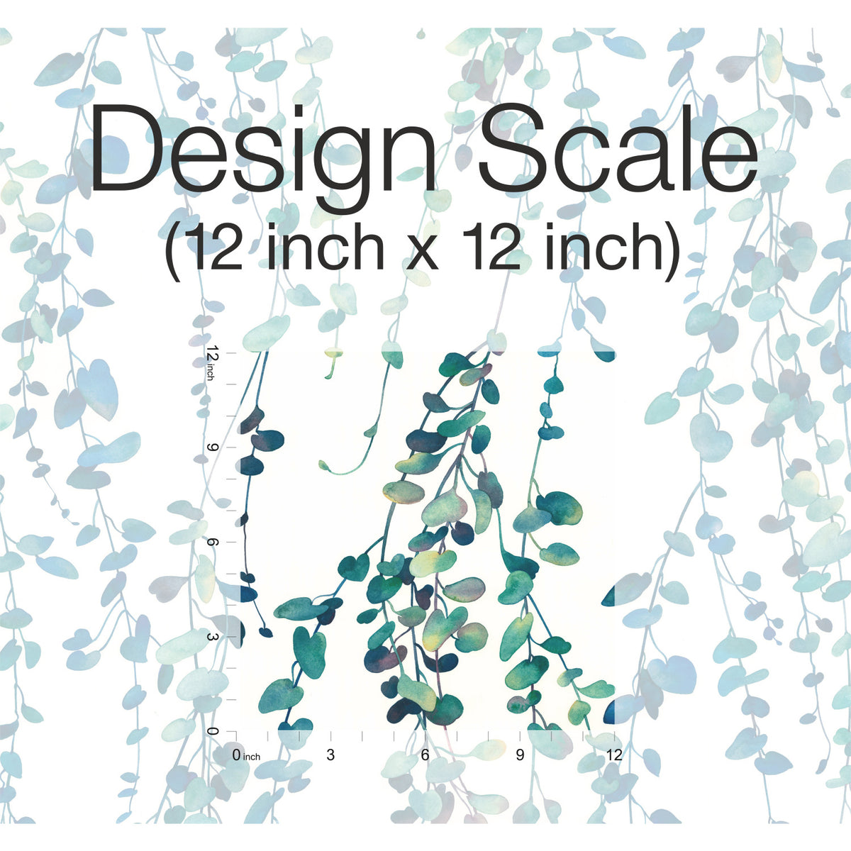 Hanging Watercolor Vines P&S Wallpaper pattern close-up