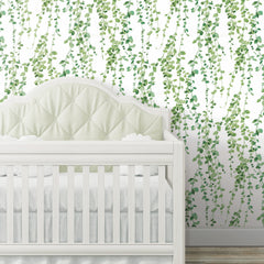 Hanging Watercolor Vines Peel and Stick Wallpaper in a room setting