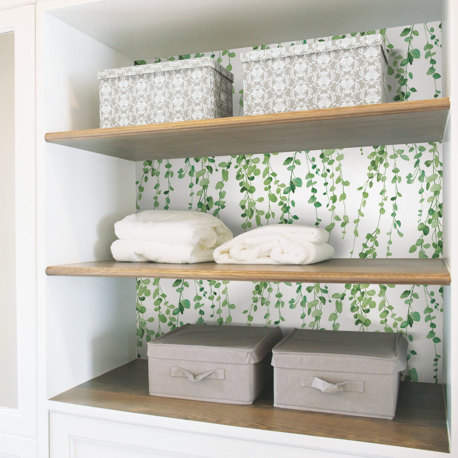 Hanging Watercolor Vines Peel and Stick Wallpaper in a room setting