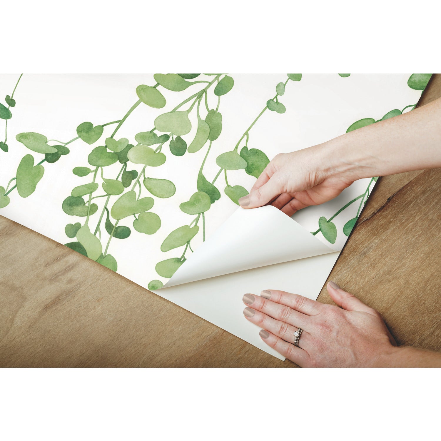 Hanging Watercolor Vines Peel and Stick Wallpaper - peel and stick application