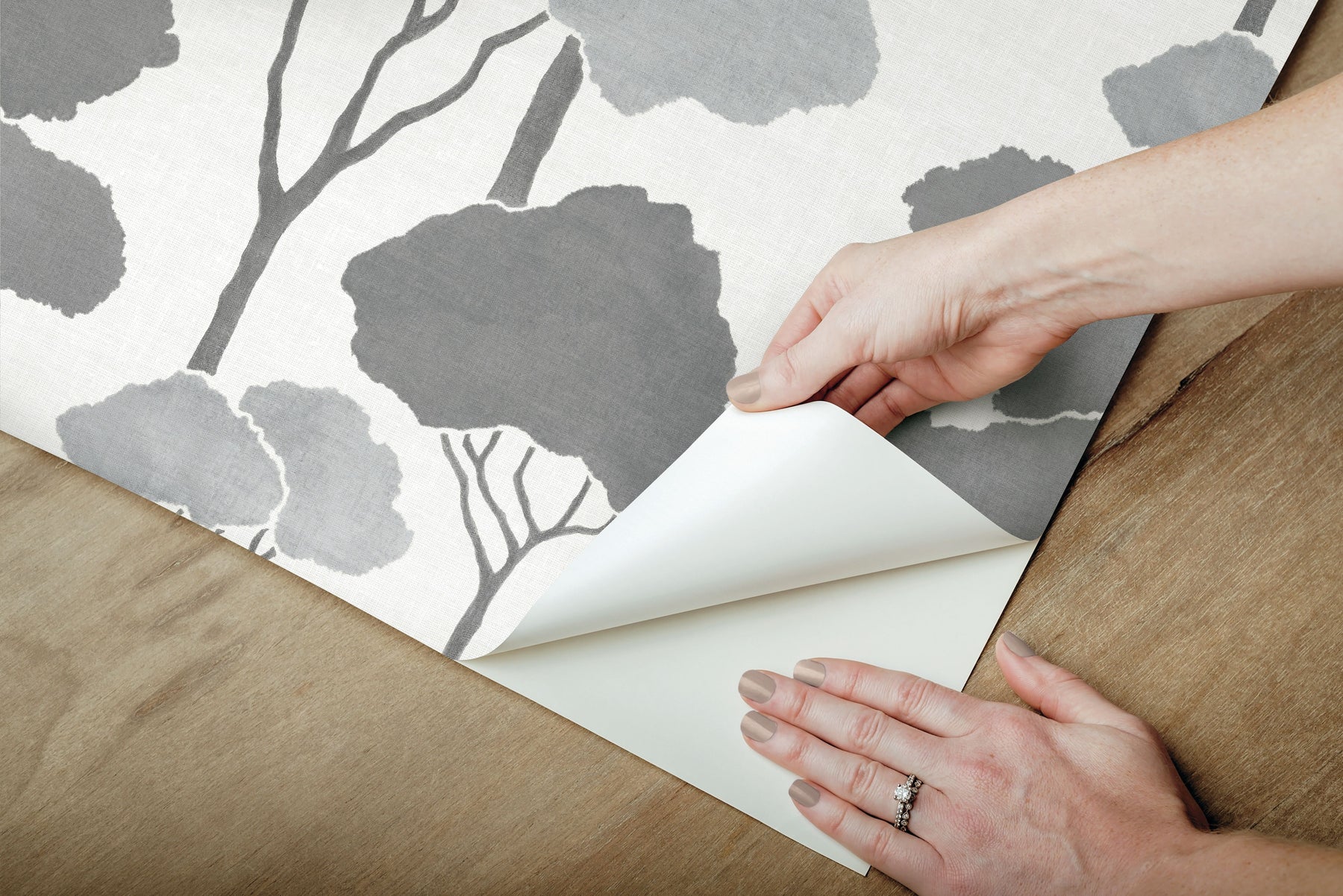 Umbrella Pines Peel & Stick Wallpaper - how to peel