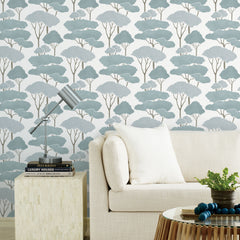 Umbrella Pines Peel & Stick Wallpaper in a room setting