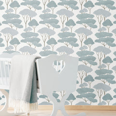 Umbrella Pines Peel & Stick Wallpaper in a room setting