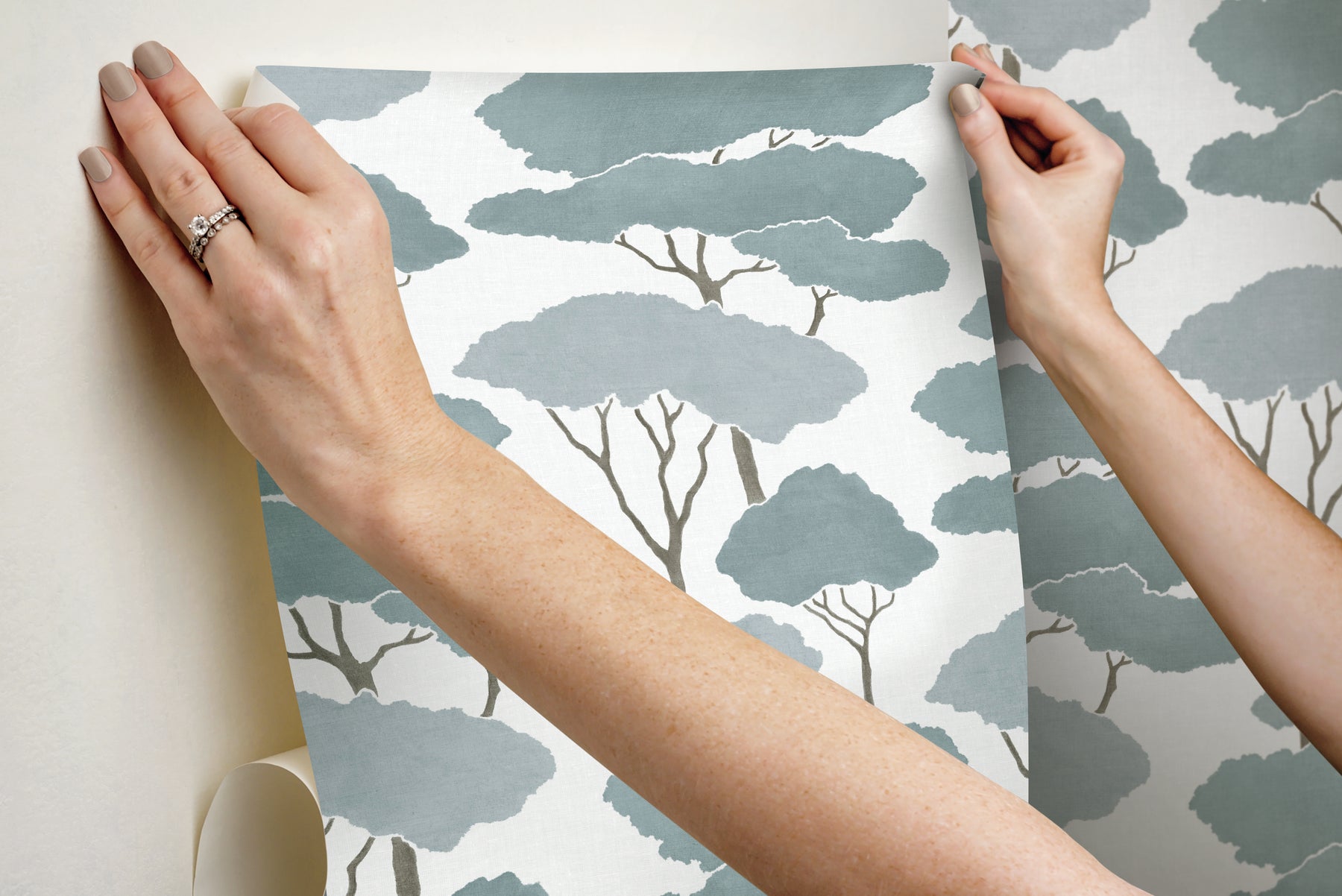 Umbrella Pines Peel & Stick Wallpaper - how to stick