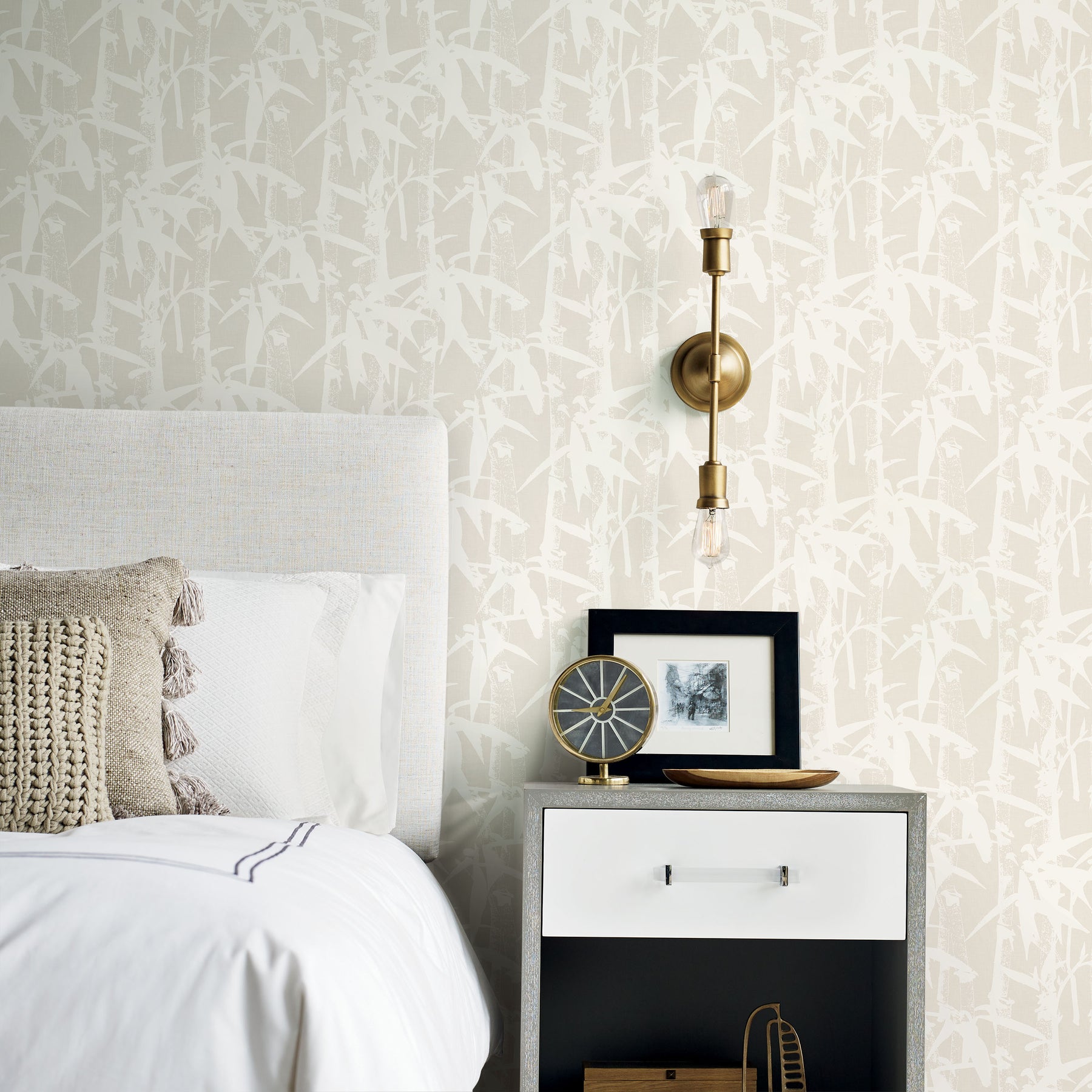 Modern Bamboo Peel & Stick Wallpaper in a room setting