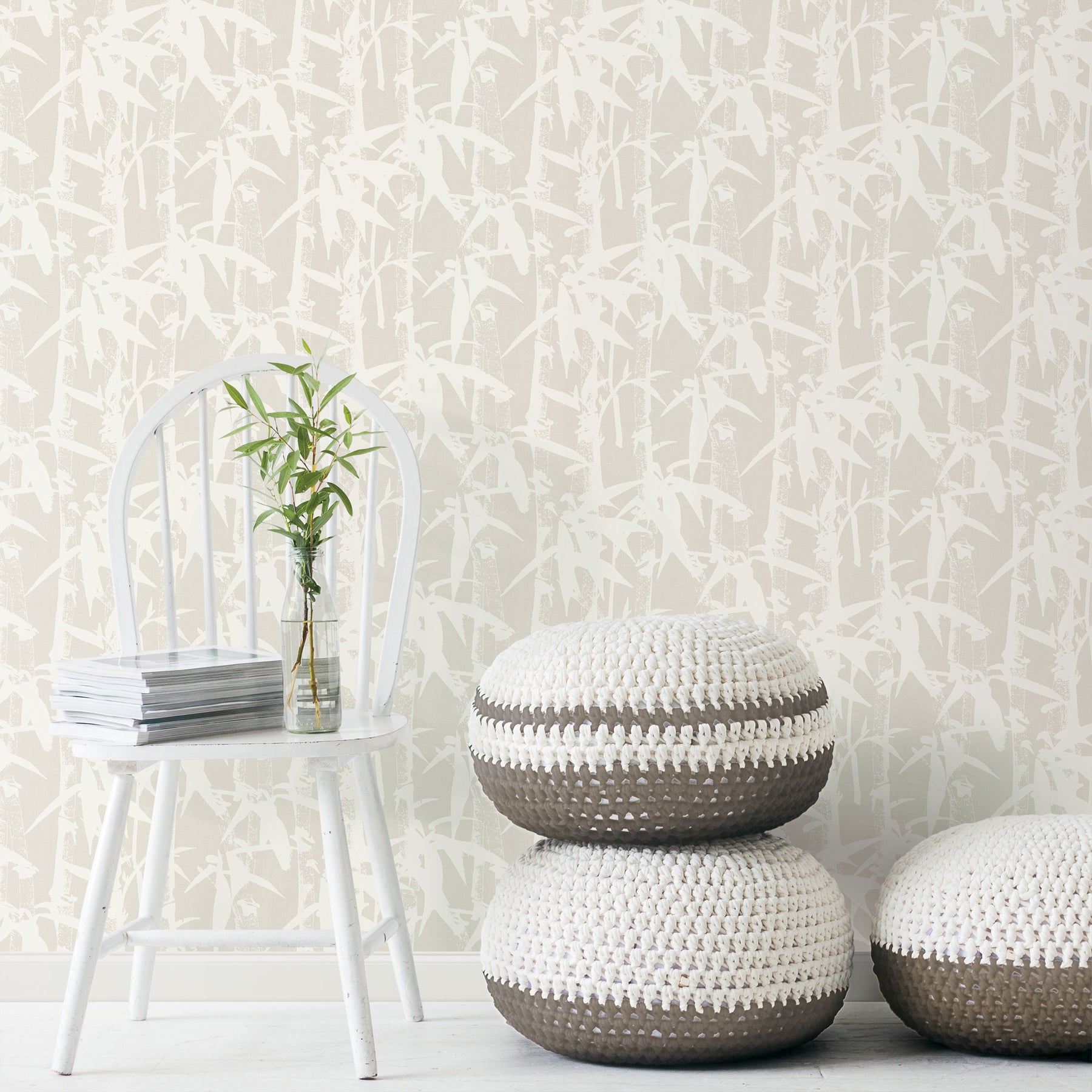 Modern Bamboo Peel & Stick Wallpaper in a room setting