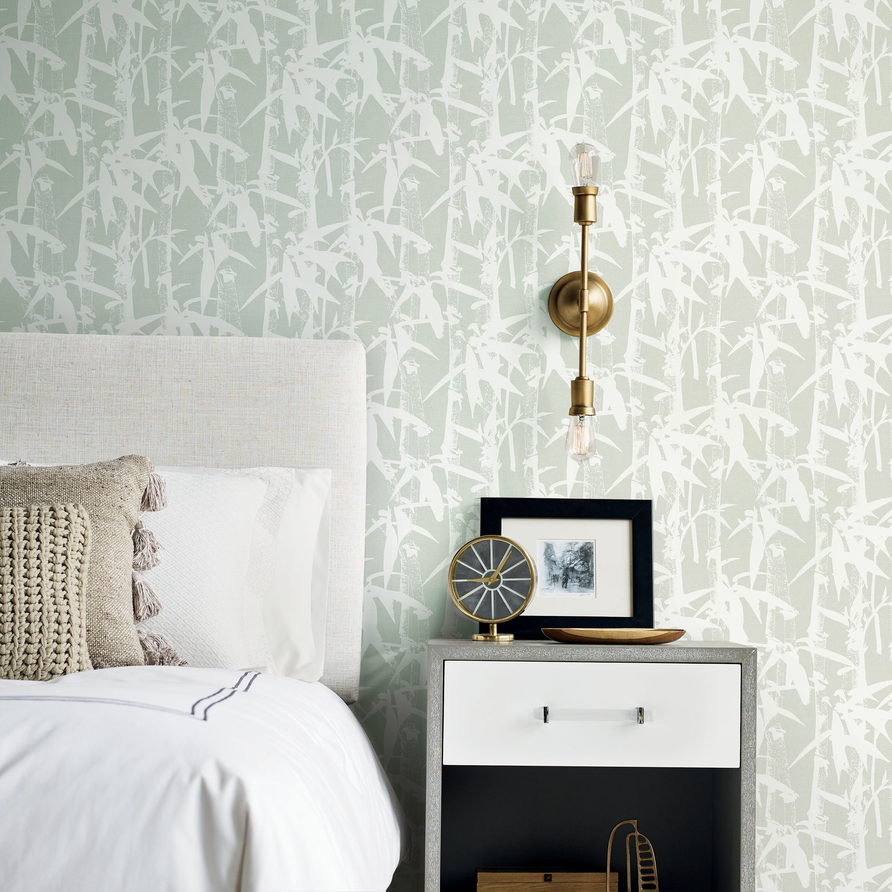Modern Bamboo Peel & Stick Wallpaper in a room setting