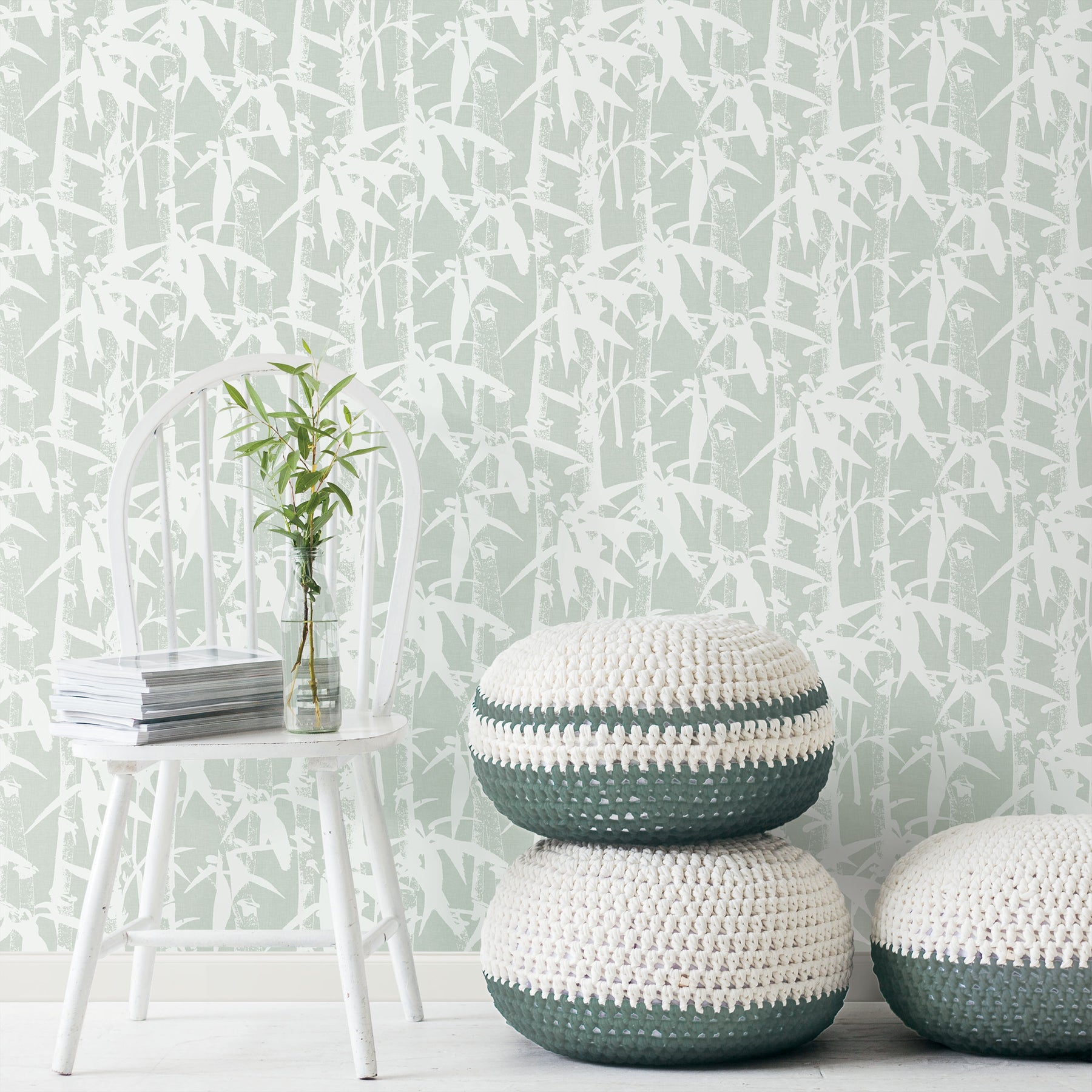Modern Bamboo Peel & Stick Wallpaper in a room setting