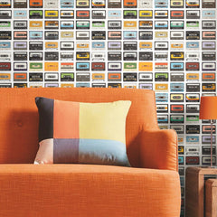 Retro Cassettes P&S Wallpaper in a room setting