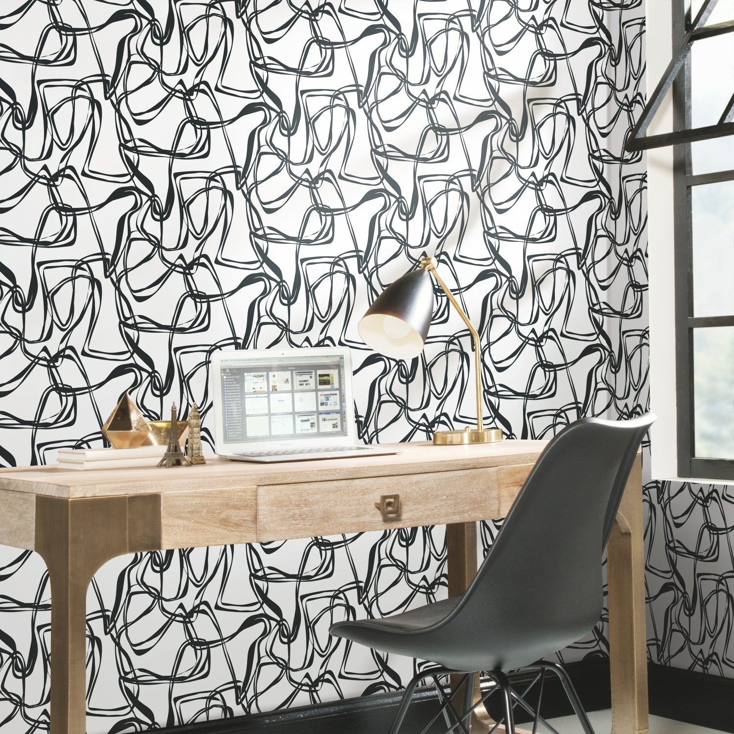 RMK12097RL Peel and Stick Wallpaper in a room setting