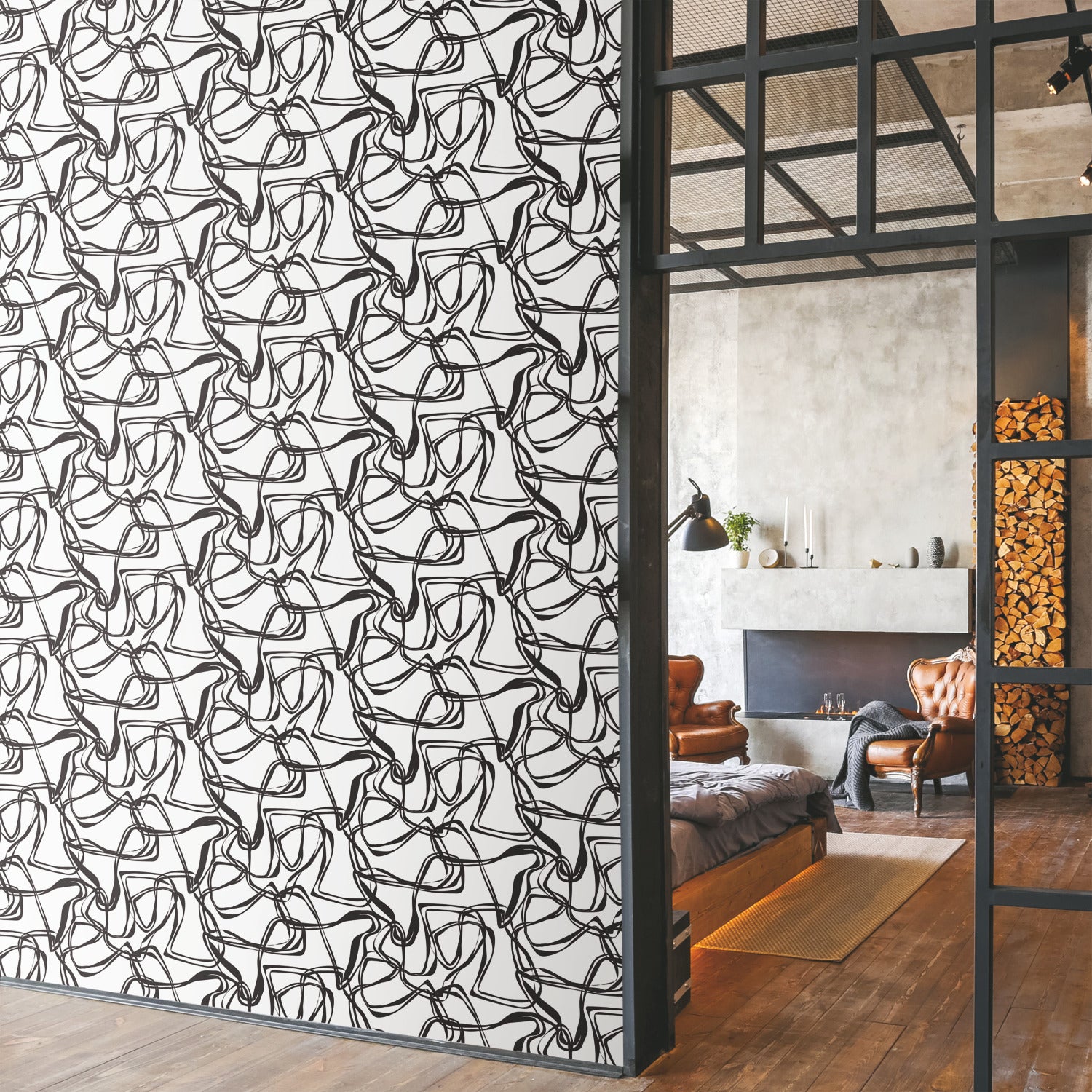 RMK12097RL Peel and Stick Wallpaper in a room setting