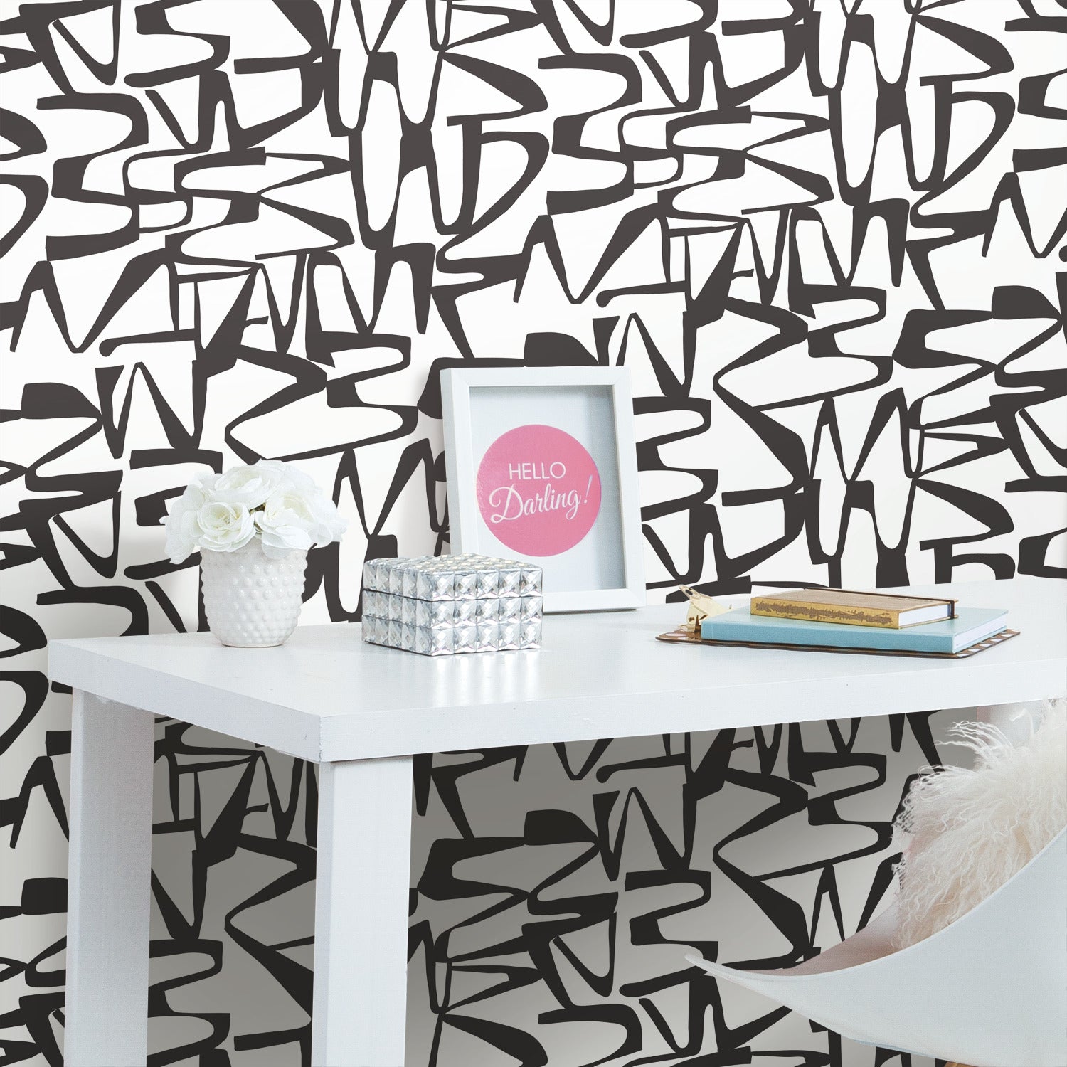 RMK12098RL Peel and Stick Wallpaper in a room setting