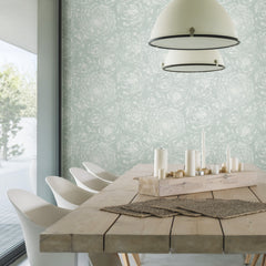 Zen Dahlia P&S Wallpaper in a room setting