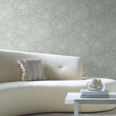 Zen Dahlia P&S Wallpaper in a room setting